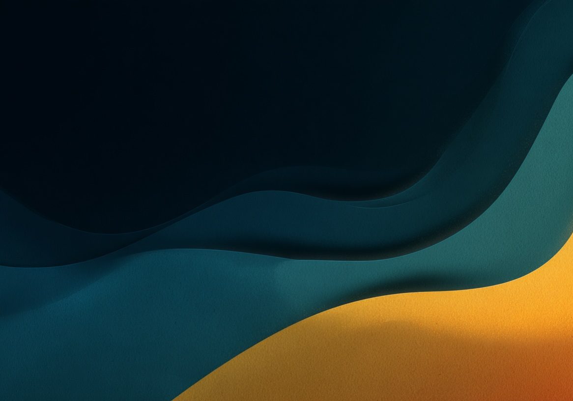 Stylized illustration, left side dark deep navy gradient for text overlay, right side abstract waves of petrol teal and marine blue gradually calming and stilling, sense of a storm settling into quiet, warm amber light emerging at the edge, painterly artistic style, moody and hopeful atmosphere, minimal elegant composition, no text --ar 16:9 --raw --v 7 Job ID: c1d2f53e-472b-486c-9ed5-60c14b3e5ef8